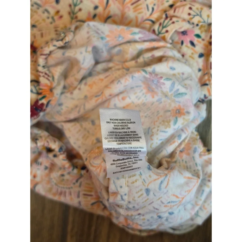 RuffleButts Baby Girls Floral Ruffle Back Long Sleeve Bubble Romper 12-18M
